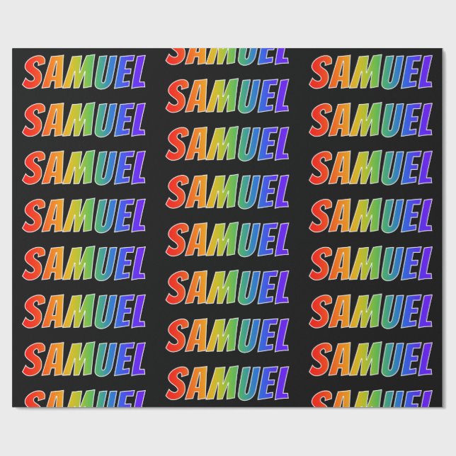 Papel De Regalo Nombre "SAMUEL" del arco iris; Diversión y (Superficie plana)