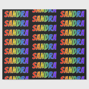 Papel De Regalo Nombre "SANDRA" del arco iris; Diversión y