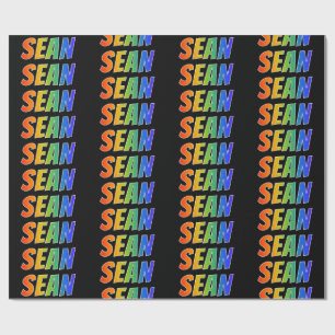 Papel De Regalo Nombre SEAN con Arcoíris; Divertido y Colorido