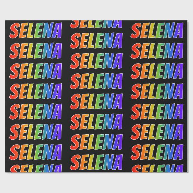 Papel De Regalo Nombre "SELENA" del arco iris; Diversión y (Superficie plana)