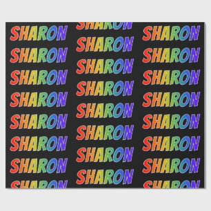 Papel De Regalo Nombre SHARON de arcoíris; Divertido y Colorido