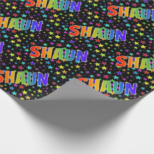 Papel De Regalo Nombre "SHAUN" con Arcoíris + Estrellas