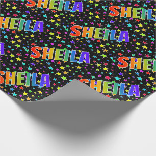 Papel De Regalo Nombre SHEILA de arcoíris + Estrellas