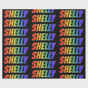 Papel De Regalo Nombre SHELLY en arcoíris; Divertido y Colorido