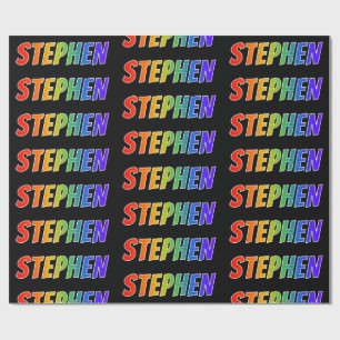 Papel De Regalo Nombre "STEPHEN" en arcoíris; Divertido y Colorido