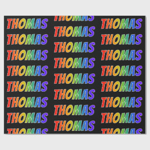 Papel De Regalo Nombre "THOMAS" del arco iris; Diversión y