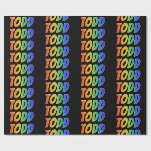 Papel De Regalo Nombre "TODD" en arcoíris; Divertido y Colorido