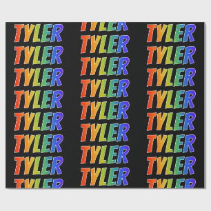 Papel De Regalo Nombre Tyler con arcoíris "TYLER"; Divertido y Col