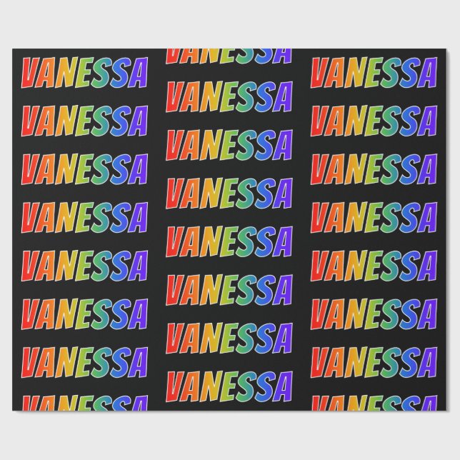 Papel De Regalo Nombre "VANESA" del arco iris; Diversión y (Superficie plana)