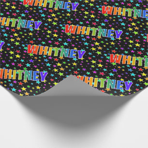 Papel De Regalo Nombre Whitney con Arcoíris y Estrellas