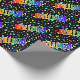 Papel De Regalo Nombre "WILLIAM" con arcoíris + Estrellas