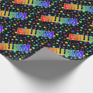 Papel De Regalo Nombre "WILLIAM" con arcoíris + Estrellas
