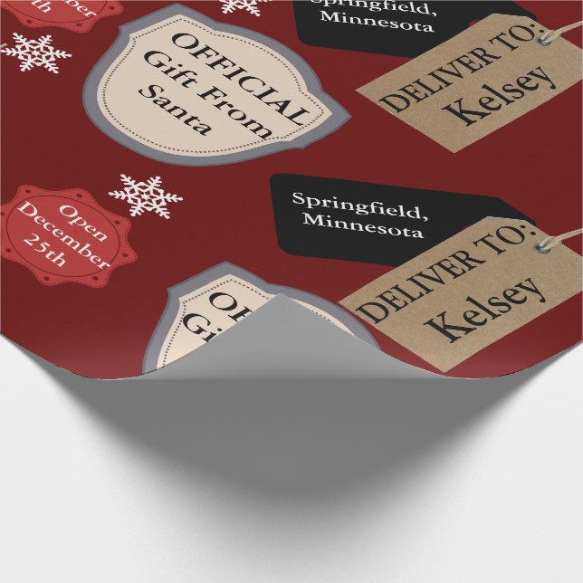 Papel De Regalo Nombre y ubicación personal (Esquina)