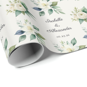 Papel De Regalo Nombres de escritura floral elegante personalizado