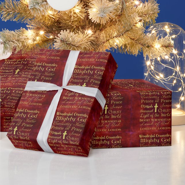 Papel De Regalo Nombres de Jesús Borgoña (Vacaciones)