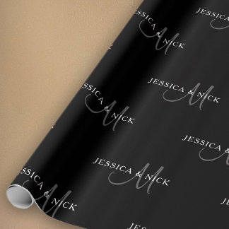 Papel De Regalo Nombres de parejas y monograma elegantes