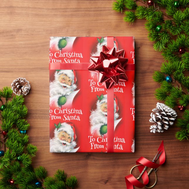 Papel De Regalo Nombres personalizados niños Winking Santa Navidad (Regalo de vacaciones)