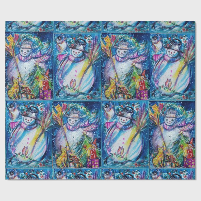 Papel De Regalo NOMUJER CON OWL, NAVIDAD ÁRBOL Y JUGUETES Invierno (Superficie plana)