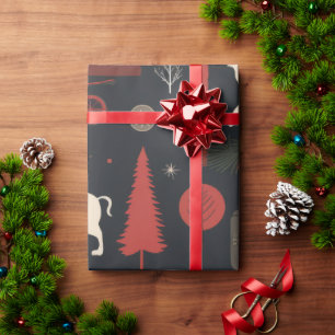 Papel De Regalo Nórdico Folk Art Red Reindeer