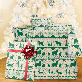 Papel De Regalo Nórdico Sweater Green Winter Animals Creamy Beige