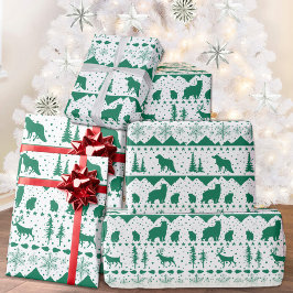 Papel De Regalo Nórdico Sweater Green Winter Animals White