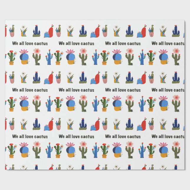 Papel De Regalo Nos encanta el cactus (Superficie plana)
