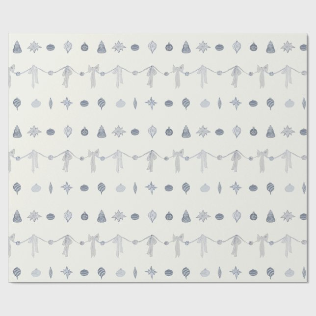 Papel De Regalo Nostalgic Christmas Ornament Stripe Wrapping Paper (Superficie plana)