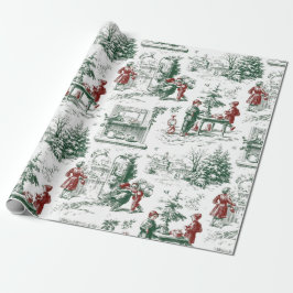 Papel De Regalo Nostálgico Vintage Rojo Verde Navidad Santa Claus
