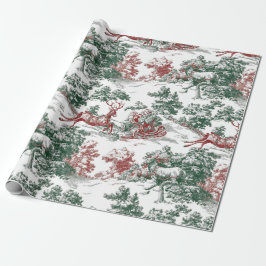 Papel De Regalo Nostálgico Vintage Rojo Verde Navidad Santa Claus