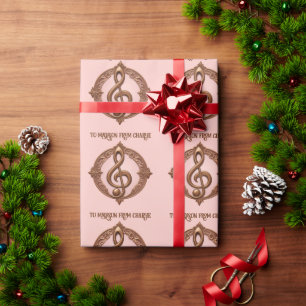 Papel De Regalo Nota de limpieza musical de texto de personalizado