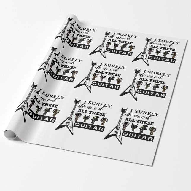 Papel De Regalo Nota de música de Guitars eléctricos y acústicos (Desenrollado)