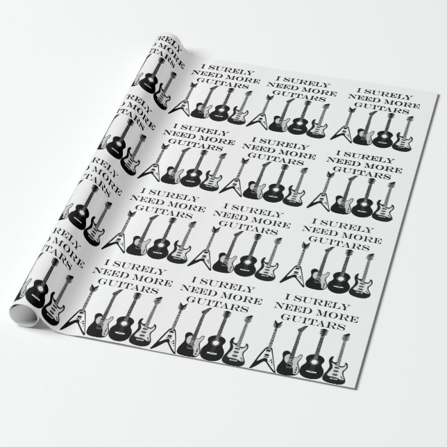 Papel De Regalo Nota de música de Guitars eléctricos y acústicos (Desenrollado)