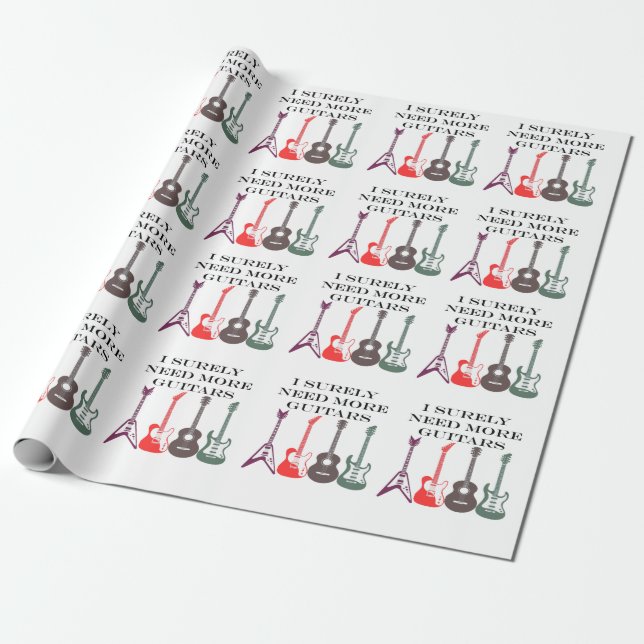 Papel De Regalo Nota de música de Guitars eléctricos y acústicos (Desenrollado)