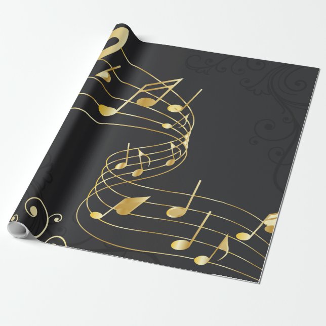 Papel De Regalo Nota musical lujo elegante (Desenrollado)