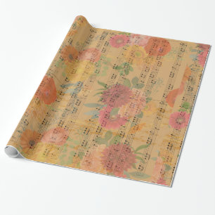 Papel De Regalo Nota musical y fondo de escritorio vintage de flor