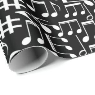 Papel De Regalo Notas musicales blancas bailando Músicos Amantes d