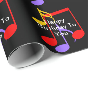 Papel De Regalo Notas musicales de cumpleaños 