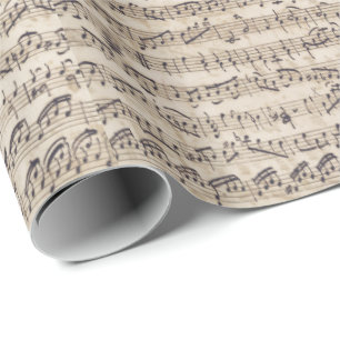 Papel De Regalo Notas musicales de hojas de cosecha manuscritas