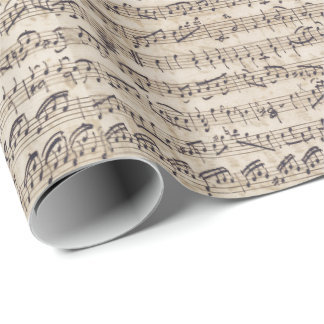 Papel De Regalo Notas musicales de hojas de cosecha manuscritas