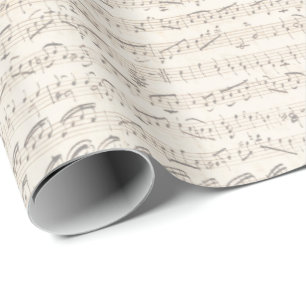 Papel De Regalo Notas musicales de hojas de cosecha manuscritas