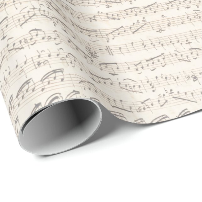 Papel De Regalo Notas musicales de hojas de cosecha manuscritas (Esquina del rollo)