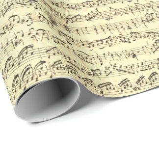 Papel De Regalo Notas musicales de hojas de cosecha manuscritas
