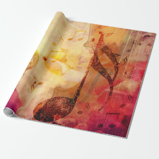 Papel De Regalo Notas musicales Grunge con violín