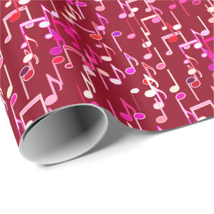 Papel De Regalo Notas musicales impresas - burgundy, multi