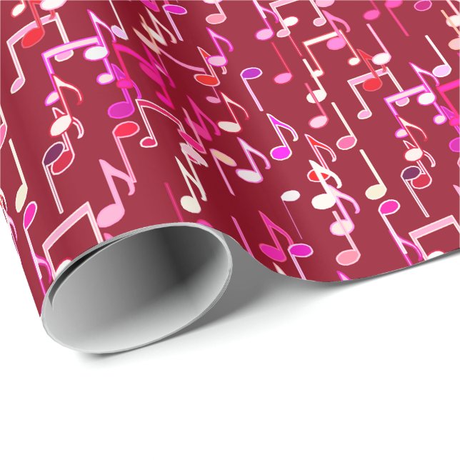 Papel De Regalo Notas musicales impresas - burgundy, multi (Esquina del rollo)