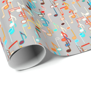 Papel De Regalo Notas musicales impresas - Gris medio, multi