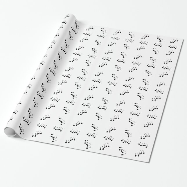 Papel De Regalo Notas Musicales Negras (Desenrollado)
