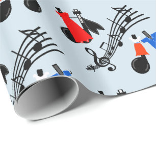 Papel De Regalo Notas Musicales Vestidas Para Bailar