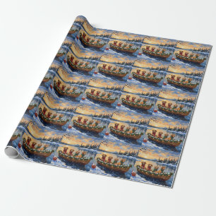 Papel De Regalo Nova Scotia Duck Tolling Retriever Navidad Barco