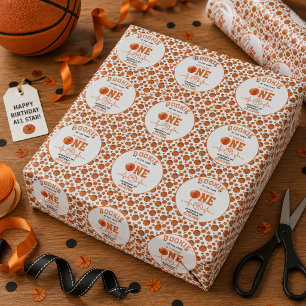 Papel De Regalo Novato del Año 1er Cumpleaños Baloncesto